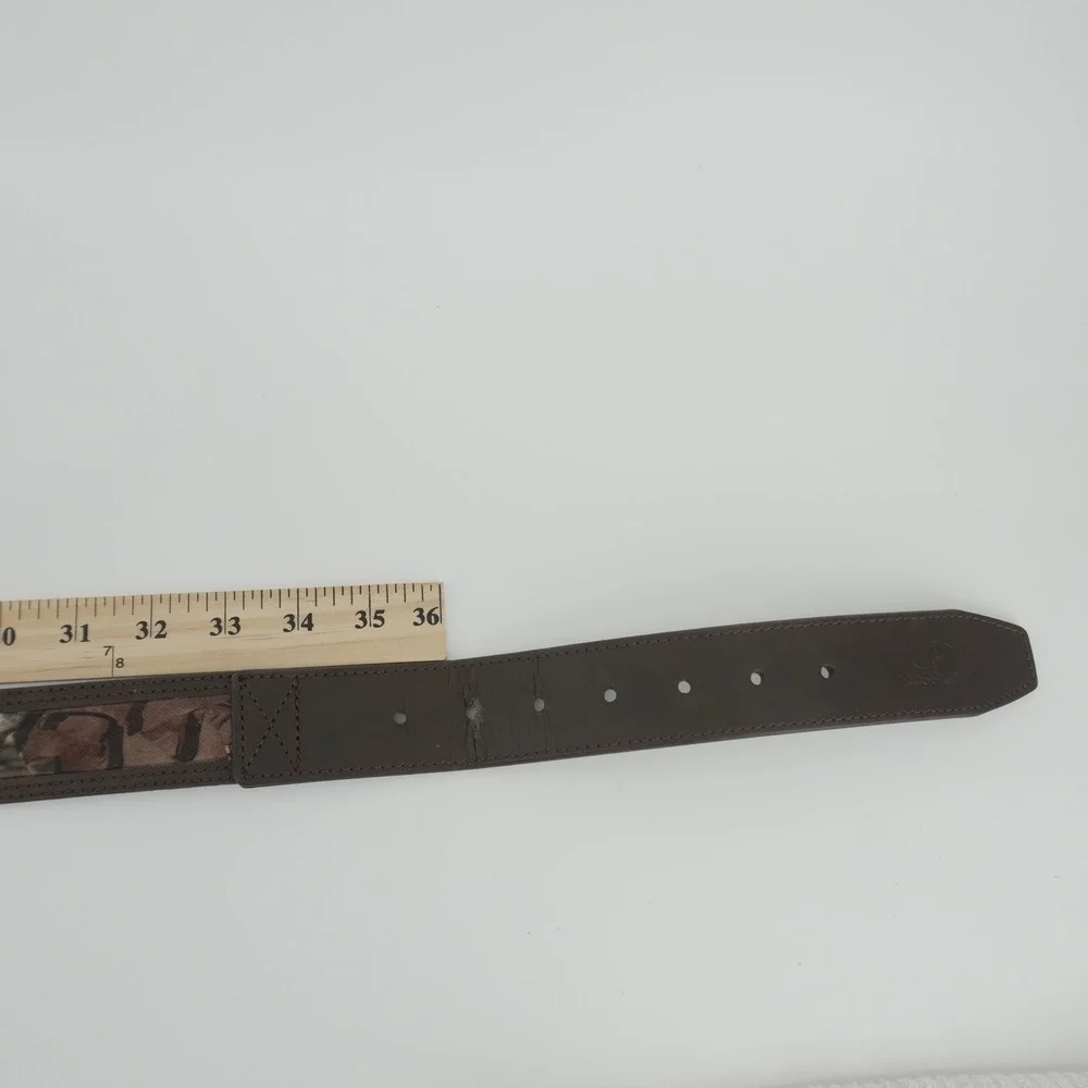 Mossy Oak Belt Mens 38-40 Brown Leather Camo Mesh Lined 8500BW/202